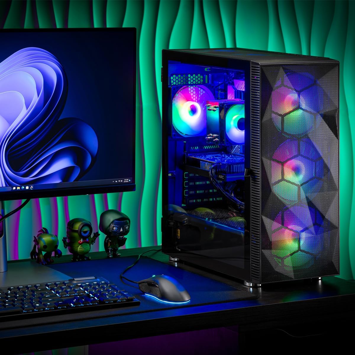 Skytech Gaming Storm Desktop PC, Ryzen 7 5700 3.7 GHz (4.6GHz), NVIDIA RTX 5060 Ti 8GB, 1TB NVMe SSD, 16GB DDR4 RAM 3200, 650W Gold PSU, Wi-Fi, Win 11