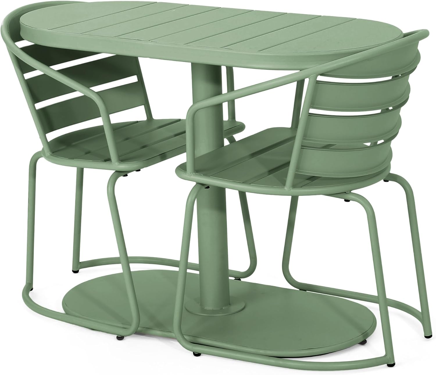 Christopher Knight Home Adley Outdoor Bistro Set, 3-Piece Bistro Table and Chair Set of 2, Patio Furniture Set with Iron Frame, Outdoor Bistro Dining Set, Poolside/Garden Cafeteria, Matte Dark Green