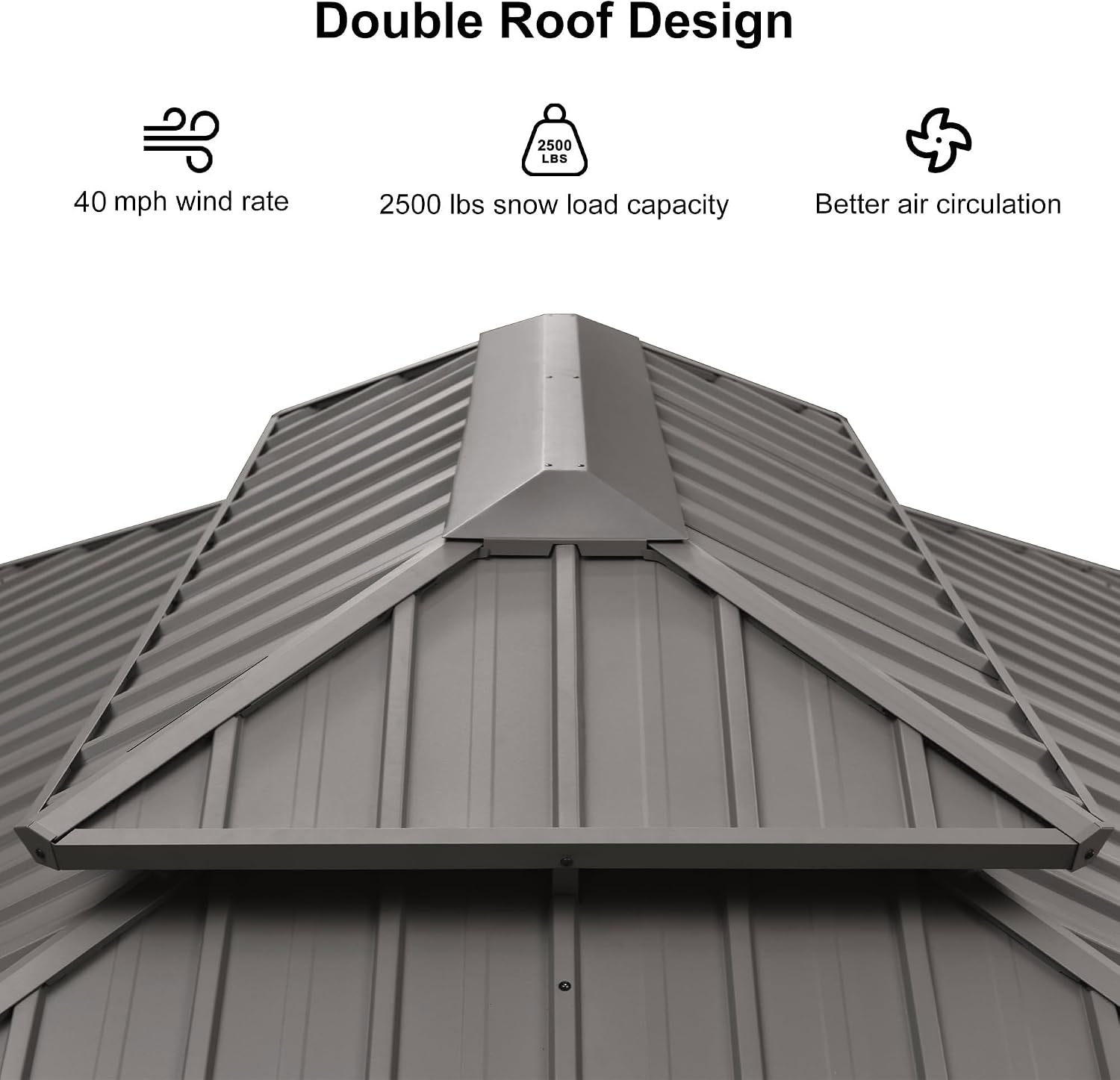 PURPLE LEAF Hardtop Gazebo 12' x 20' Gazebo with Galvanized Steel Double Roof and Aluminum Frames All Weather Wind Resistance Heavy Duty Large Pavilion Gazebos for Patio Deck Garden, Light Grey