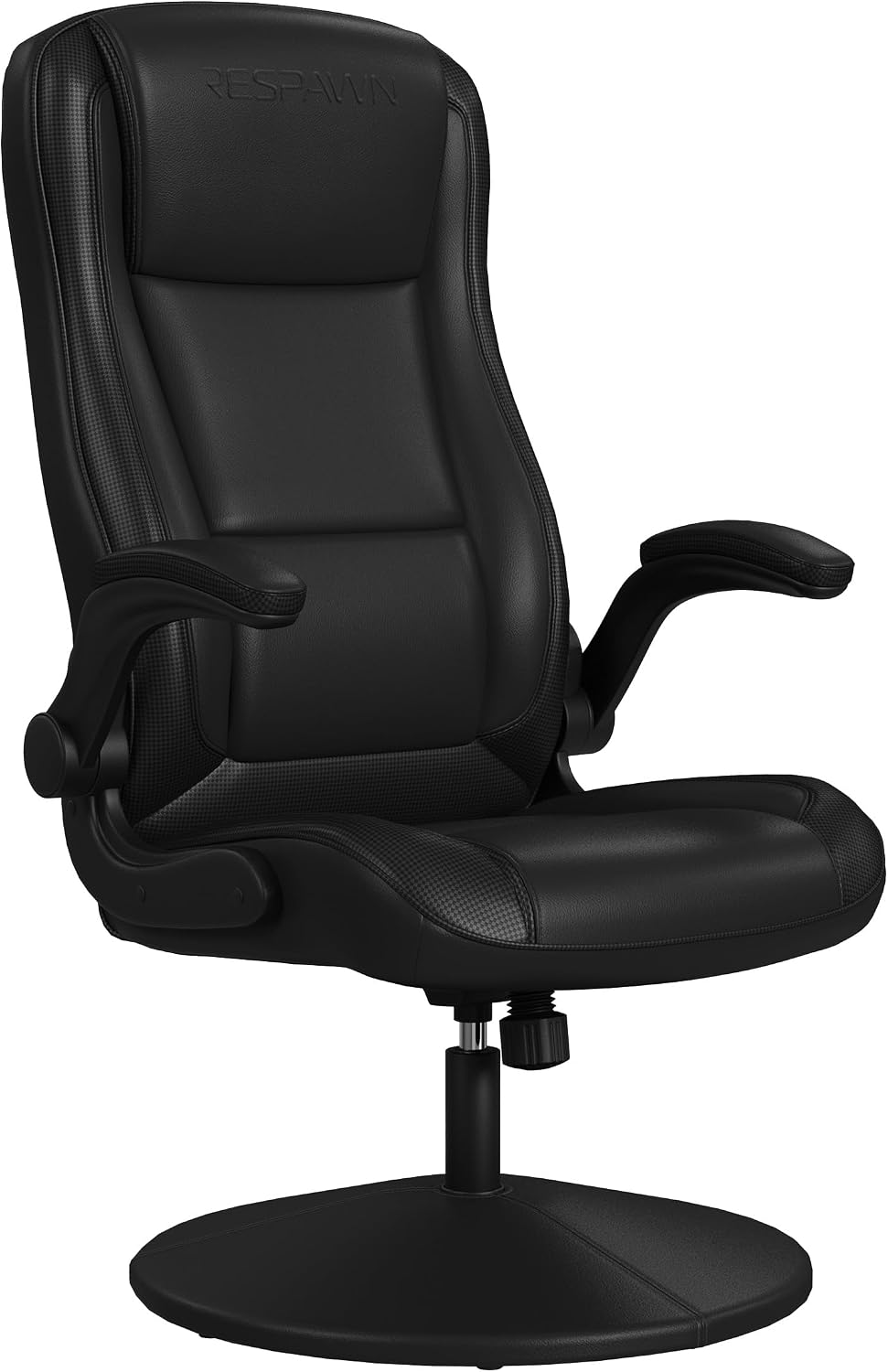 RESPAWN 800 Swivel Rocker Gaming Chair - Ergonomic Floor Gaming Seat with Lumbar Support, Flip Up Armrest, High Back, Pedestal Base, Comfortable No Wheels Console Video Game Rocker Chair - Black