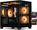 ALCPOK Gaming PC Desktop, AMD Ryzen 7 5700G 3.8GHz, 16GB DDR4 3200MHz RAM, 1TB NVMe SSD, 550W Bronze Power Supply, ARGB Fans,Tower Computer for Office,Photo Editing