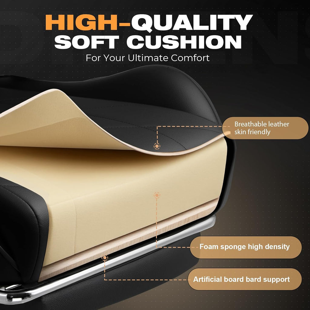 Gaming Chair with Footrest, Ergonomic High-Back PU Leather Computer Chair with 3D Adjustable Armrests, Headrest and Lumbar Support, Office Desk Chair with Diamond Stitching for Adults & Teen