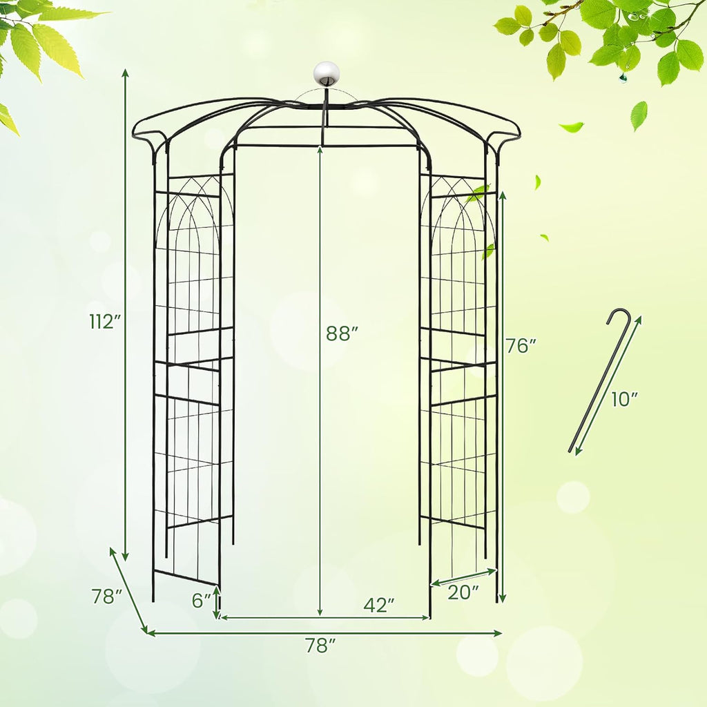 LDAILY Birdcage Shape Garden Arch, 9.3 x 6.5FT Arbor for Clematis, Rose, Heavy Duty Pergola Pavilion, Outdoor Metal Frame Arch Trellis for Ceremony, Party, Wedding Decoration