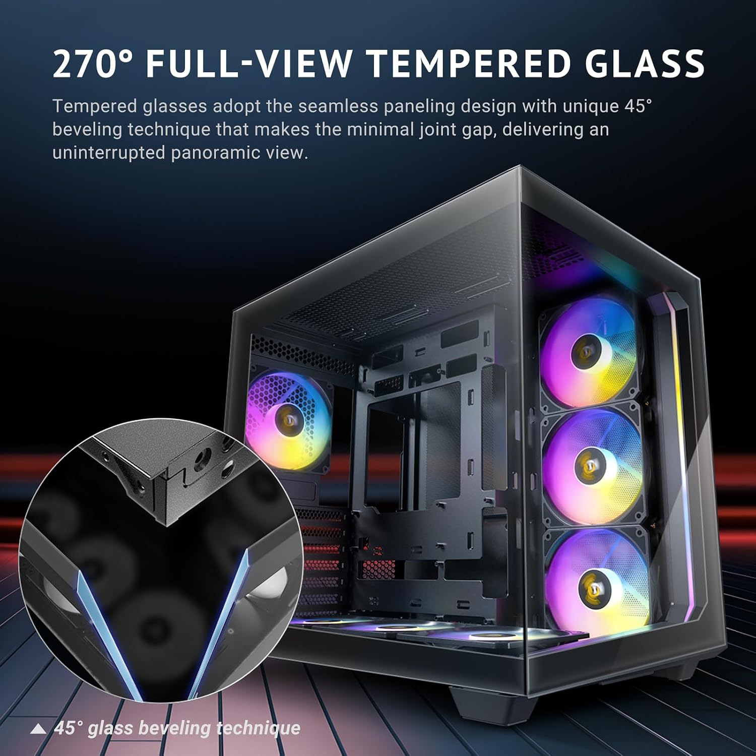 Antec C5 ARGB, Mid-Tower ATX PC Case, Seamless Tempered Glass Front & Side Panels, 7×120mm ARGB PWM Fans Included, Supports Up to 10 Fans, 360mm Radiator Support, Type-C 3.2 Gen 2