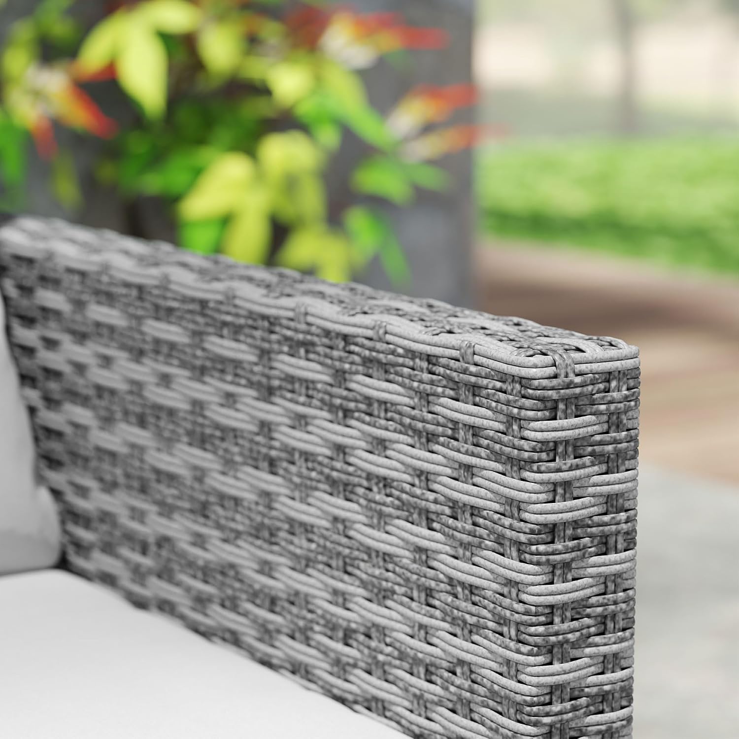 Outsunny 3 Pieces Patio Furniture Set, Wicker Conversation Bistro Set with 4 Soft Cushions, Rattan Chairs and Glass Coffee Table for Backyard, Porch, Poolside, Balcony, Gray