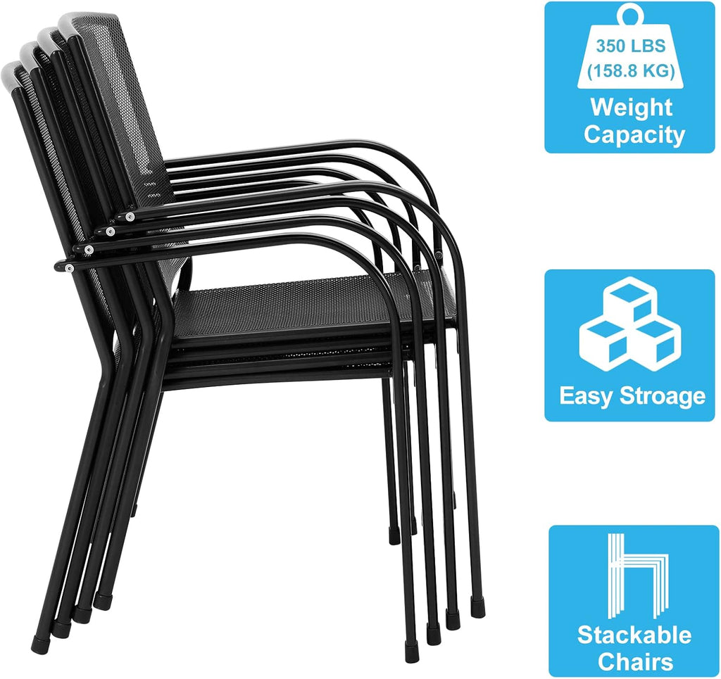 AECOJOY 5 Piece Outdoor Table and Chair, Patio Outdoor Dining Set with 1.73' Umbrella Hole, Patio Table and Chair Set of 4 for Garden,Bistro,Deck