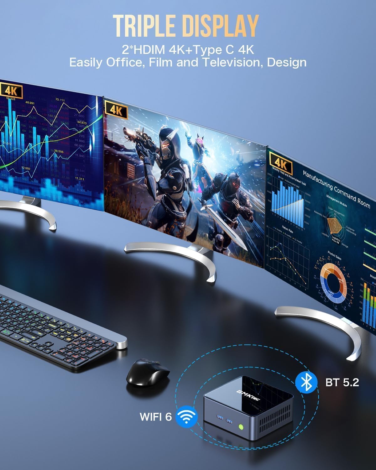 GMKtec Mini PC with Intel Core i7-1185G7 Processor (Up to 4.8 GHz) 16GB DDR4 1TB SSD NIC i226V RJ45 2.5G Iris Xe Graphics USB4.0 Desktop Mini Computers WiFi 6, BT 5.2/ DP, HDMI M2