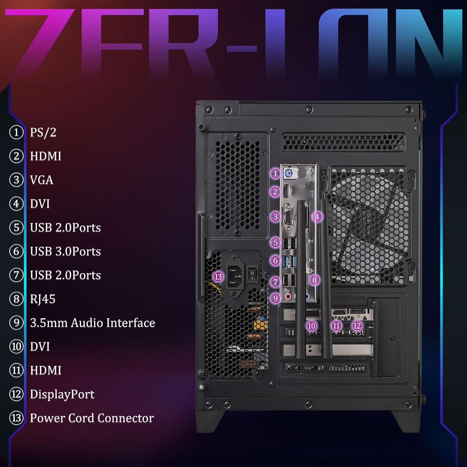 ZER-LON Prebuilt Gaming PC Desktop, Ryzen 5 6Cores up to 4.2GHz, Radeon RX 590 8GB Graphics Card, 16G DDR4 RAM, 512GB SSD, WiFi RGB Fan x5