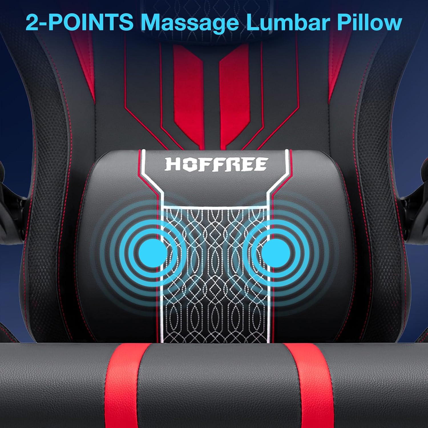 HOFFREE LED Gaming Chair with Bluetooth Speakers Massage Gaming Chair with RGB Lights Big and Tall Game Chairs for 400lbs Heavy People High Back Computer Desk Chair with Footrest Red and Black