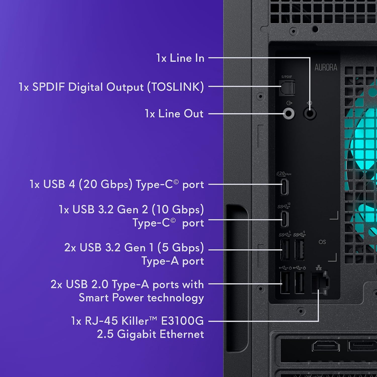 Alienware Aurora Gaming Desktop ACT1250 - Intel Core Ultra 7 265F Processor, Air Cooled, NVIDIA GeForce RTX 5060Ti, 16GB DDR5 RAM, 1TB SSD, 500W Platinum Rated PSU, Windows 11 Home - Clear Panel