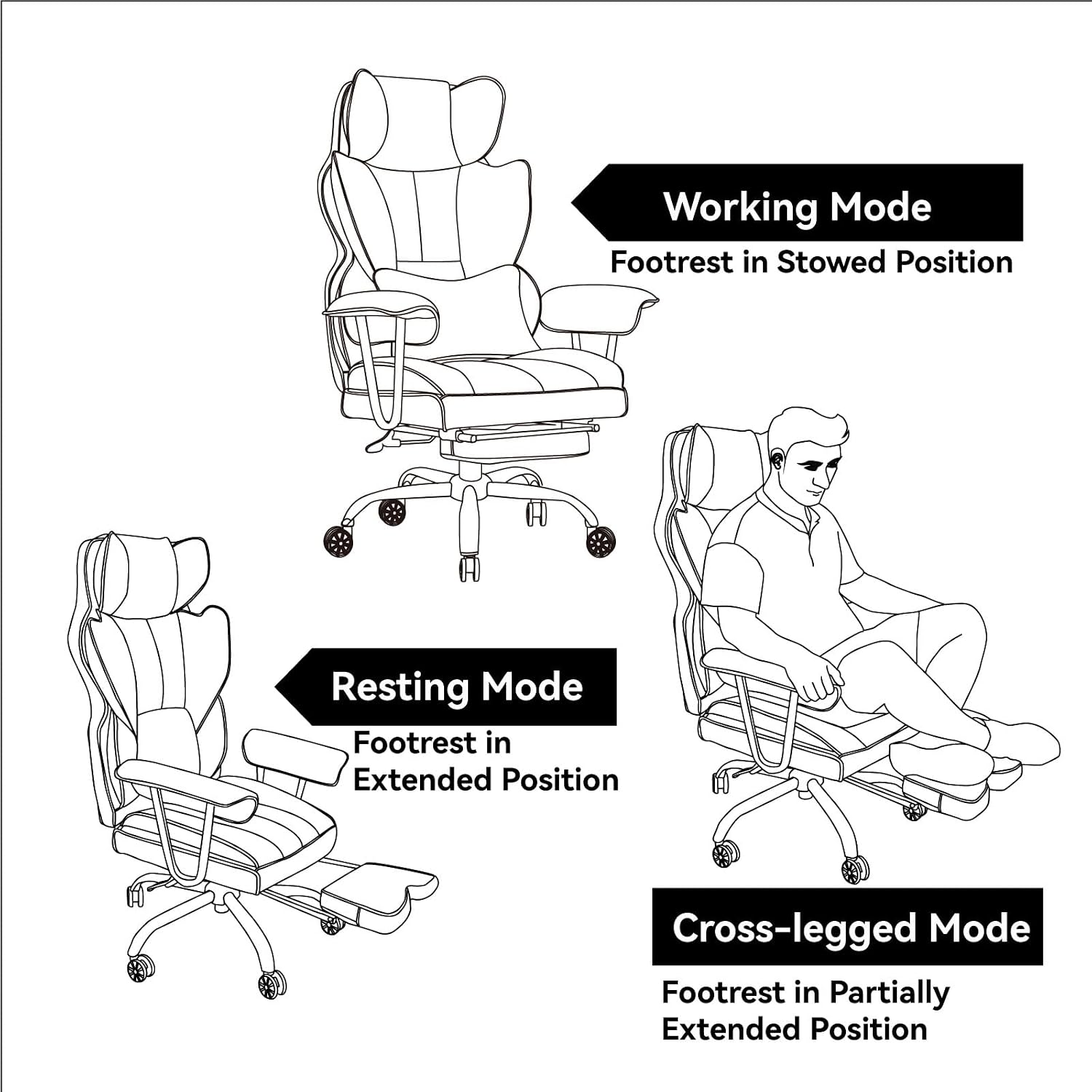 Efomao Big and Tall Office Chair 440LBS, Purple Heavy Duty Executive Chair with Footrest, Ergonomic Desk Chair for Home Office, Wide Computer Chair