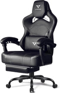 VITESSE Big and Tall Gaming Chair 400lb Weight Capacity with Footrest, Ergonomic Video Game Chair for Adults with Oversized Headrest and Lumbar Pillow, Computer Chair Gaming for Office (Black+White)