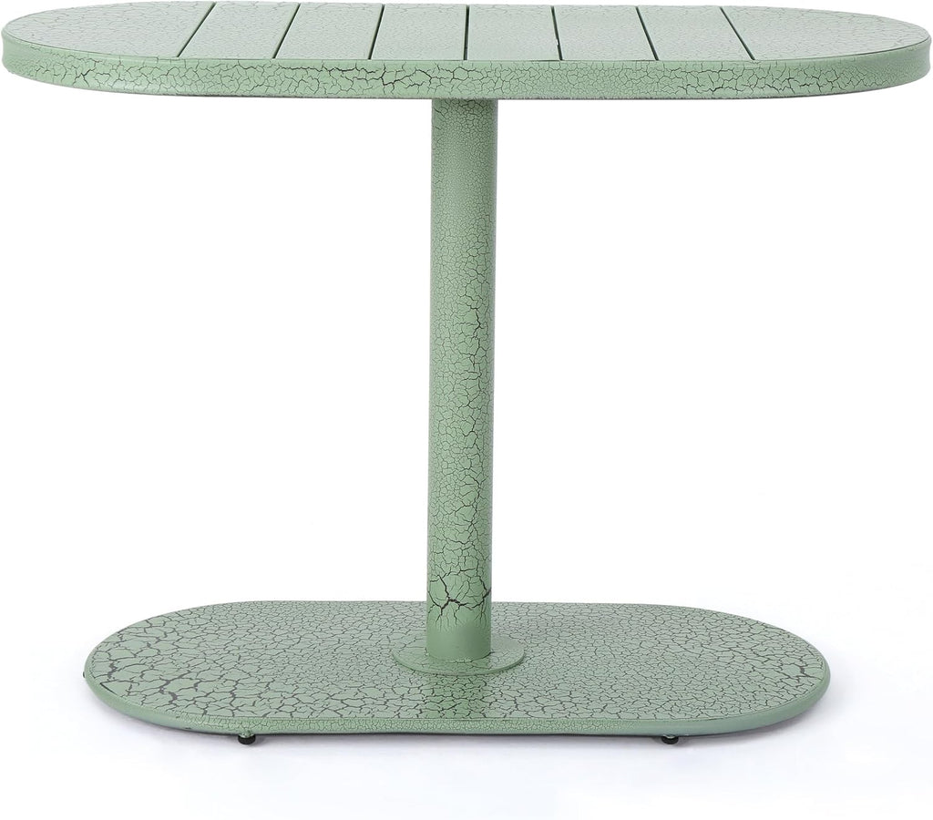 Christopher Knight Home Adley Outdoor Bistro Set, 3-Piece Bistro Table and Chair Set of 2, Patio Furniture Set with Iron Frame, Crackle Textures, Bistro Dining Set, Poolside/Garden Cafeteria, Green