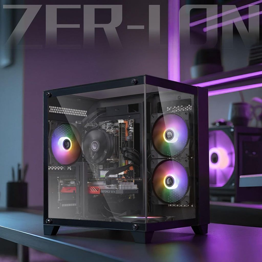 ZER-LON Prebuilt Gaming PC Desktop, Ryzen 5 6Cores up to 4.2GHz, Radeon RX 590 8GB Graphics Card, 16G DDR4 RAM, 512GB SSD, WiFi RGB Fan x5