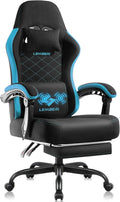 LEMBERI Gaming Chair, Fabric Big and Tall Video Game Chairs with Footrest, Massage Lumbar Support, Racing Style Ergonomic Computer Gamer Chair with Adjustable Headrest (Blue)