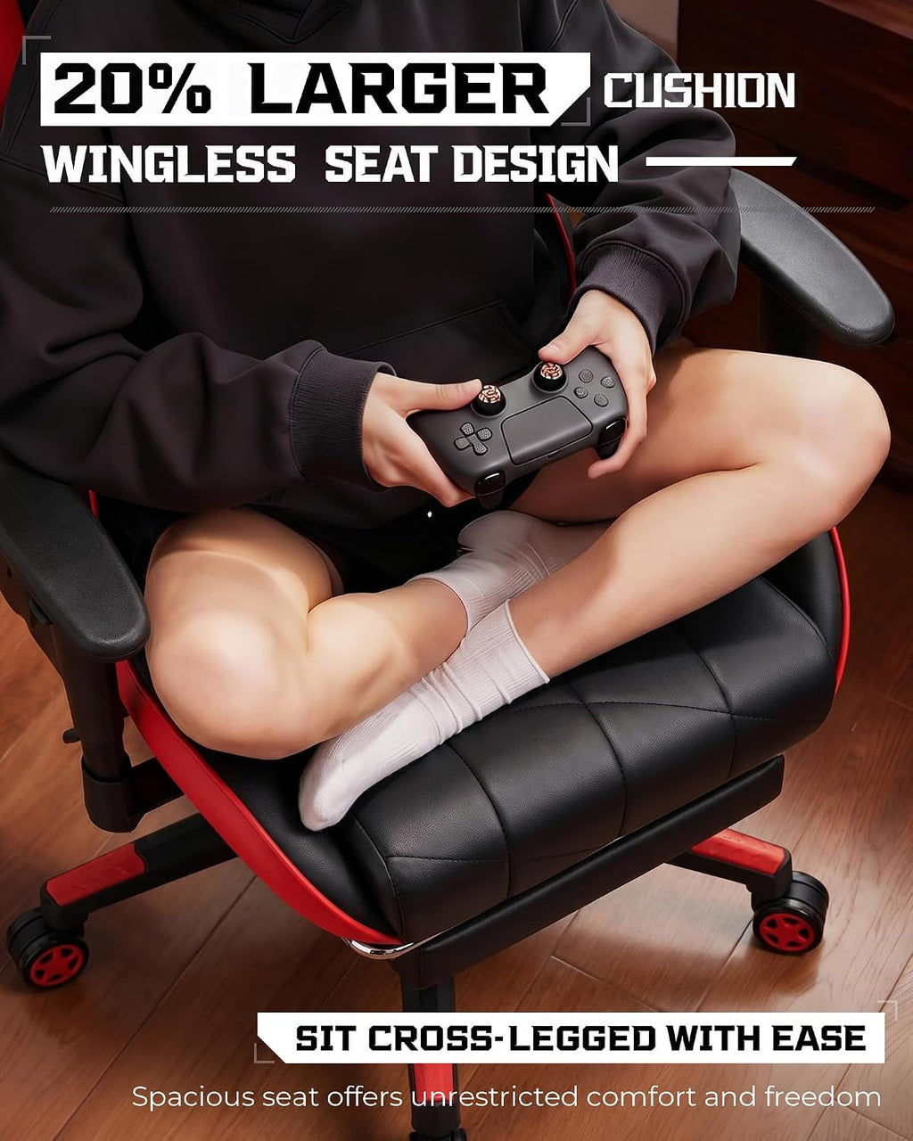 GTPLAYER Gaming Chair, Big and Tall Video Game Chair with High Back PU Leather, Home Office Ergonomic Computer Chair with Footrest, Adjustable Height, 360° Swivel Wheels for Adults and Teens