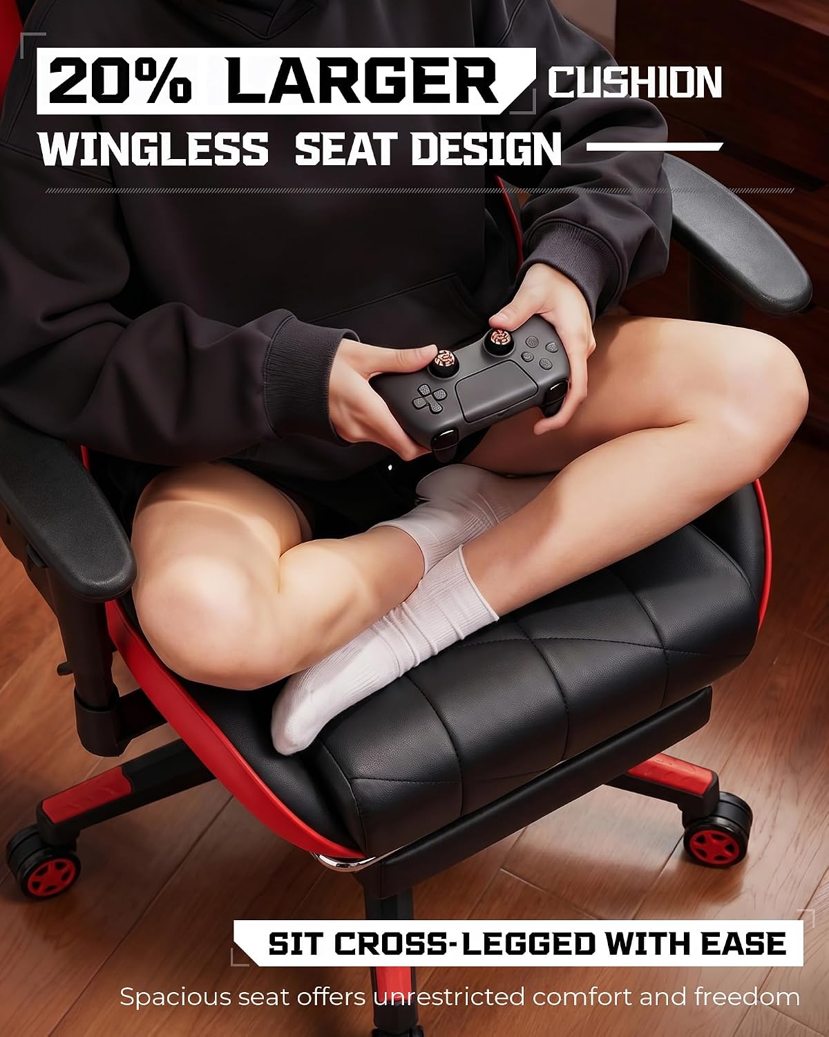 GTPLAYER Gaming Chair, Big and Tall Video Game Chair with High Back PU Leather, Home Office Ergonomic Computer Chair with Footrest, Adjustable Height, 360° Swivel Wheels for Adults and Teens