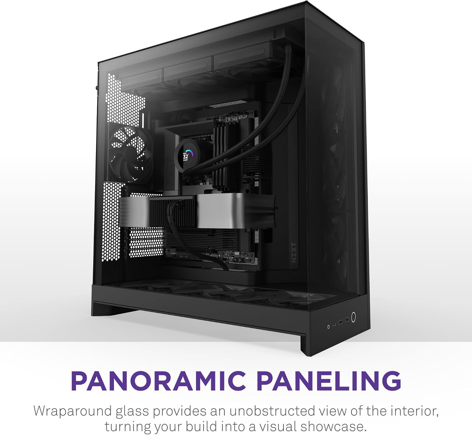 NZXT H9 Flow (2025) – Large Dual-Chamber ATX Mid-Tower Airflow PC Case – Includes 3 x 140mm & 1 x 120mm Fans – 420mm Radiator Support – Tempered Glass – Back-Connect Ready – Black