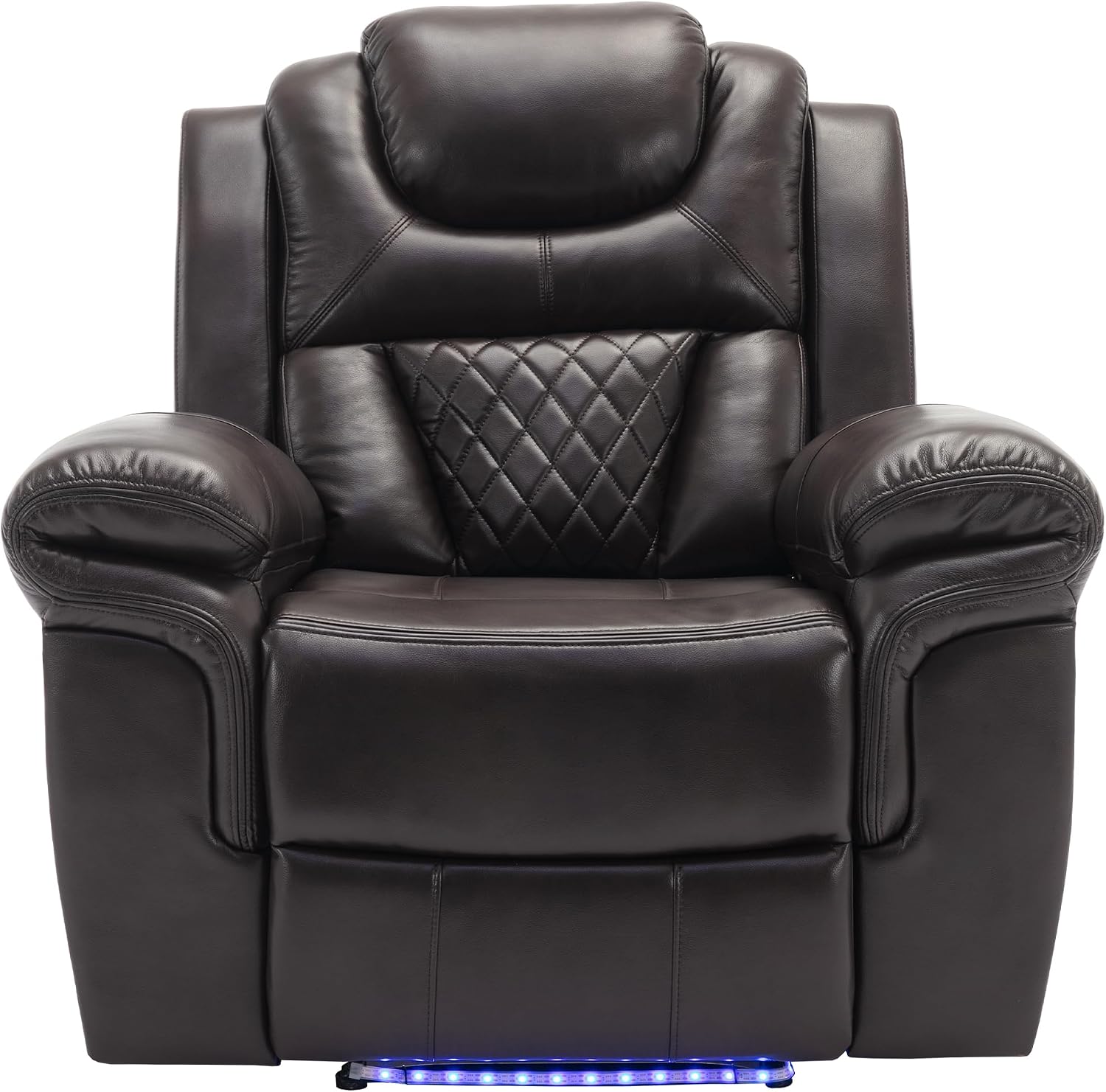 Merax Home Theater Seating Manual Recliner Chair with LED Light Strip for Living Room,Bedroom, Brown