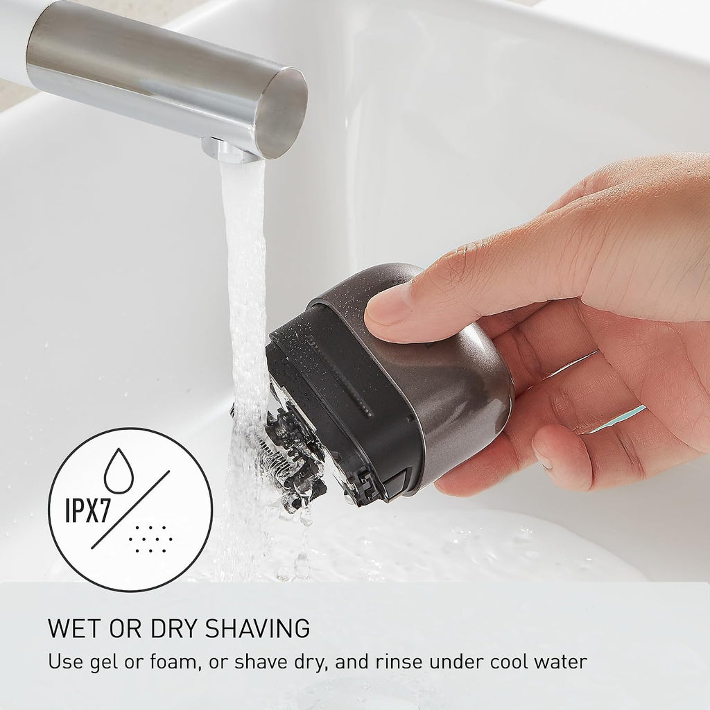 Panasonic Swipe Right Travel Shaver for Men, Portable Electric Razor with USB-C Charging, 3-Blade Cutting System and Beard Sensor Technology, Wet/Dry Use - ES-CM3A-K