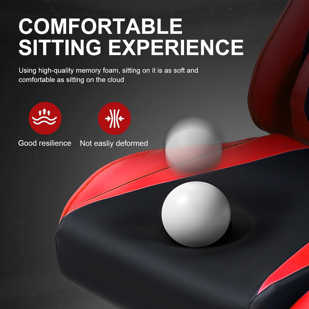 GTPLAYER Gaming Chair with Footrest, Ergonomic Computer Game Desk Chair, Recline Gaming Chair Seat Height Adjustment, Swivel Rocker with Headrest and Lumbar (RED)