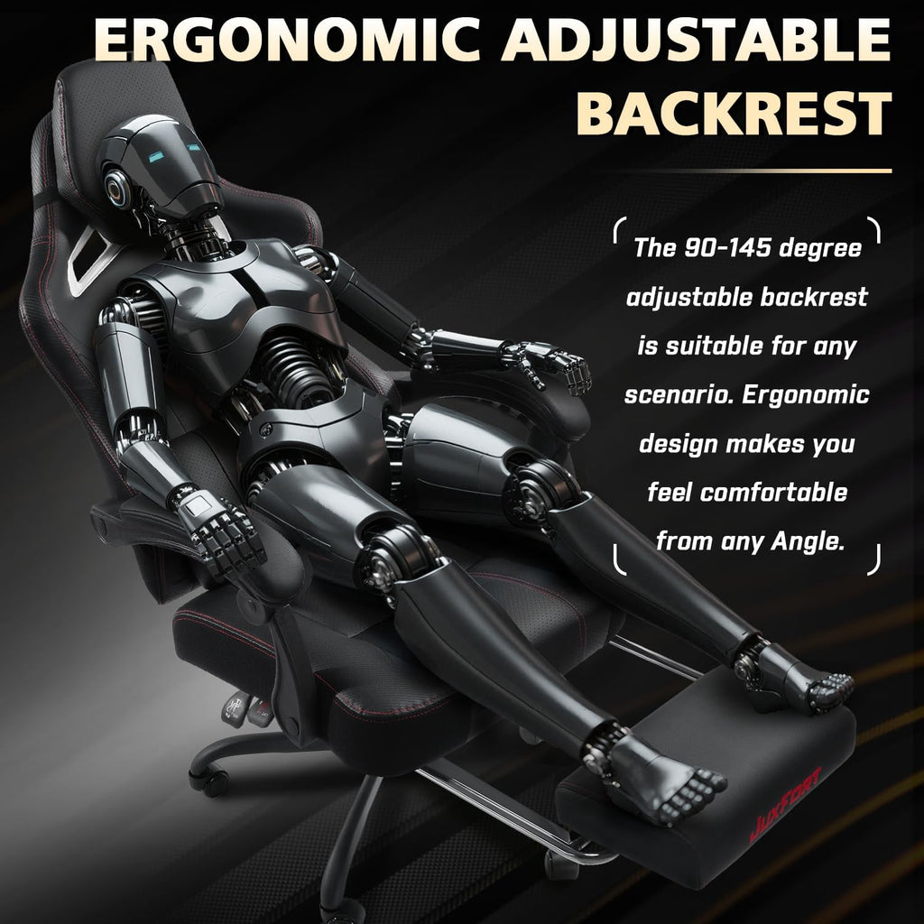 Big and Tall Gaming Chair with Massage and Pocket Spring Cushion,Gamer Chairs for Adults 400lb Weight Capacity, Video Game Chair with Headrest and Lumbar Support (Black)