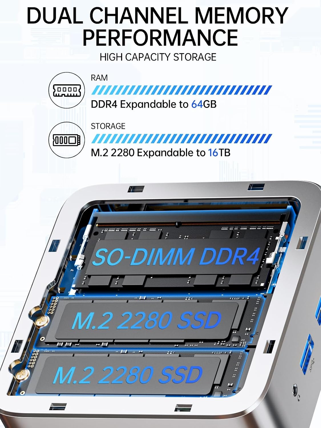 GMKtec Mini PC Ryzen 5 3500U 1TB NVMe SSD 16GB DDR4 2.5GbE NIC LAN Office Home Desktop Computers, HTPC Proxmox, HDMI 2.1, USB-C, DP Triple 4K Display Nucbox G10