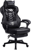 Vonesse Gaming Chair, Big and Tall Office Chair with Footrest and Massage, Gaming Chairs for Adults with Lumbar Support, Ergonomic High Back Computer Desk Chair with Pocket Spring Cushion (Black)