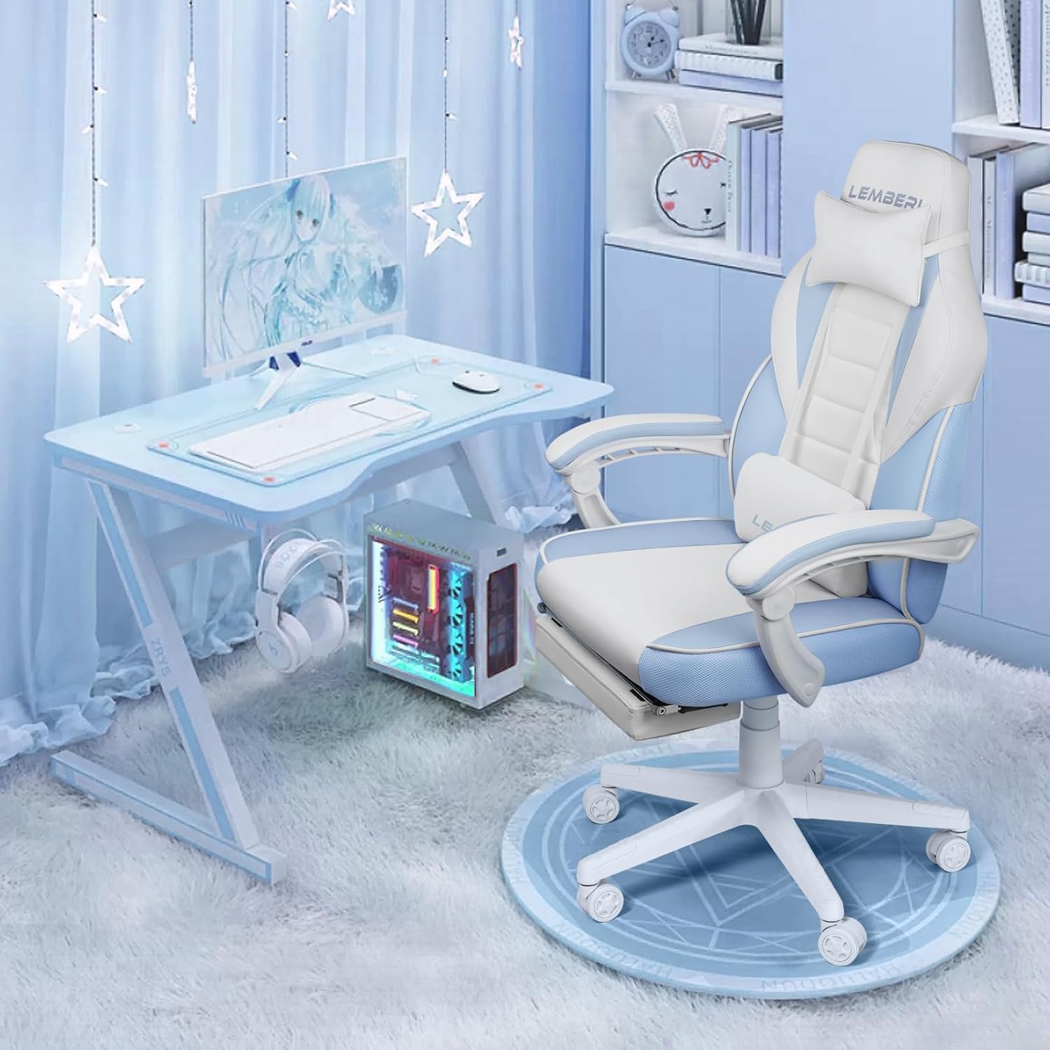 LEMBERI Gaming Chairs for Adults,Ergonomic Video Game Chairs with footrest,Big and Tall Gaming Chair 400lb Weight Capacity, Racing Style Gaming Computer Gamer Chair with Headrest and Lumbar Support