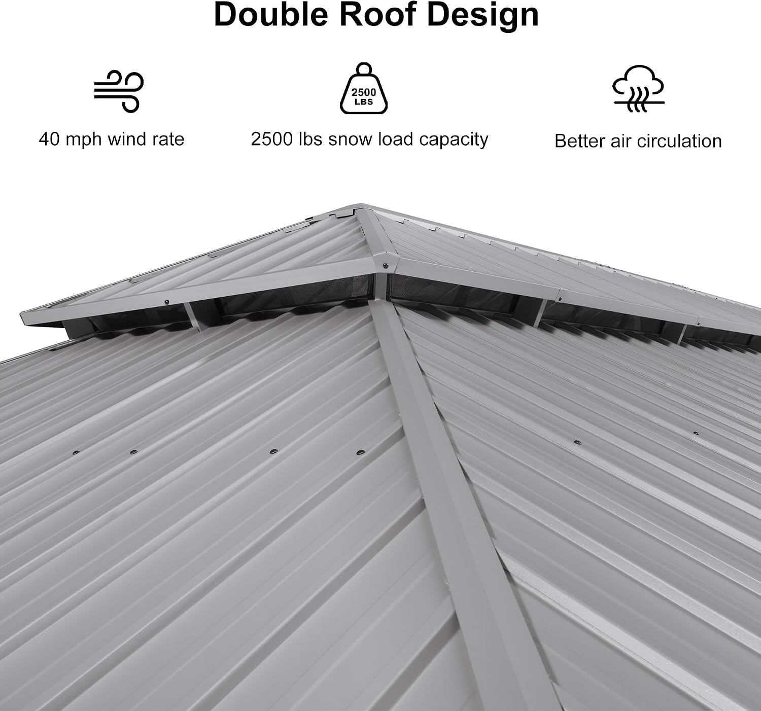 PURPLE LEAF Hardtop Gazebo 14' x 28' Gazebo with Galvanized Steel Double Roof and Aluminum Frames All Weather Wind Resistance Heavy Duty Large Pavilion Gazebos for Patio Deck Garden, Light Grey