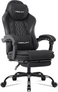 Misolant Gaming Chair, Fabric Gamer Chair with footrest for Adults, High Back Ergonomic Computer Game Chair with Adjustable Headrest and Massage Lumbar Support, 90-155° Recline Free，Black