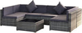 Outsunny 7-Piece Patio Furniture Sets Outdoor Wicker Conversation Sets All Weather PE Rattan Sectional Sofa Set with Cushions & Tempered Glass Desktop, Grey