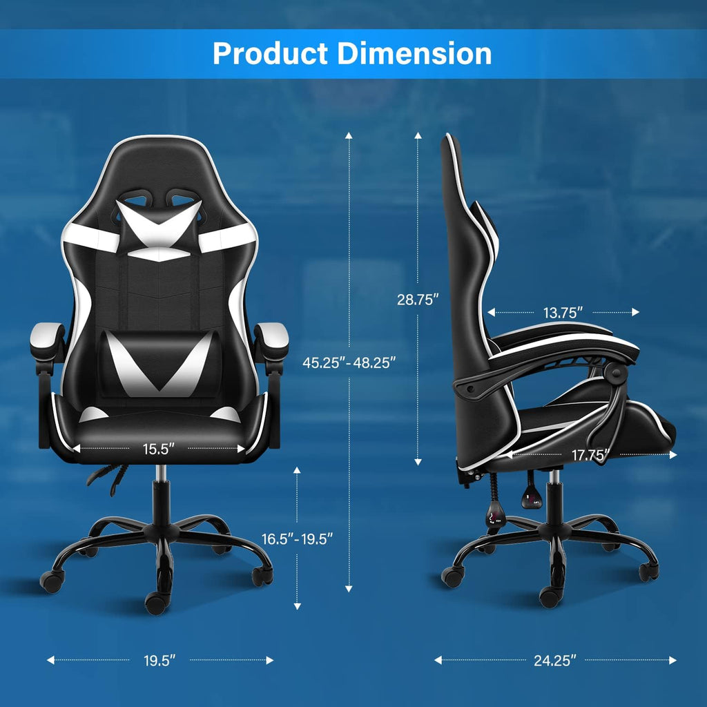 Simple Deluxe Gaming Chair, Big and Tall Gamer Chair, Racing Style Adjustable Swivel Office Chair, Ergonomic Video Game Chairs with Headrest and Lumbar Support