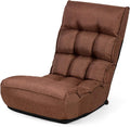 Giantex Floor Chairs for Adults with 4-Position Adjustable Back, 6-Position Adjustable Headrest, Side Pocket, No Assembly Required, Banana Chairs, Folding Gaming Chair Floor, Brown