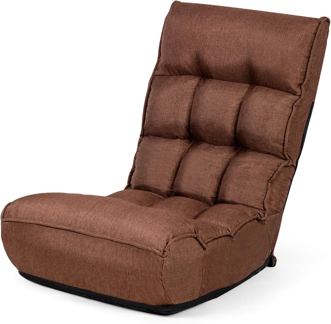 Giantex Floor Chairs for Adults with 4-Position Adjustable Back, 6-Position Adjustable Headrest, Side Pocket, No Assembly Required, Banana Chairs, Folding Gaming Chair Floor, Brown