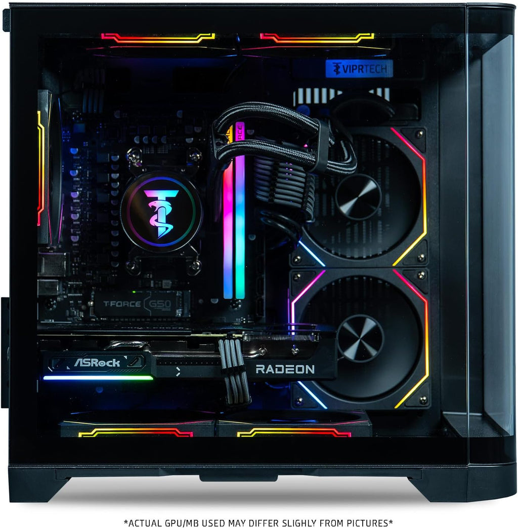 ViprTech Reaper 2.5 Liquid-Cooled PC - AMD Ryzen 7 8700F (5.0Ghz Turbo), AMD RX 9060 XT 16GB, 16GB DDR5 RAM, 1TB NVMe SSD, 800W Gold PSU, VR-Ready, WiFi BT, Win 11, Gaming Desktop Computer, Black