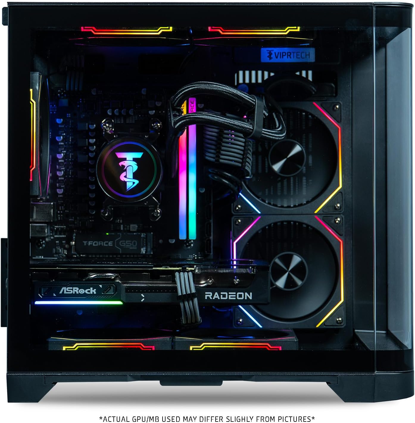 ViprTech Reaper 2.5 Liquid-Cooled PC - AMD Ryzen 7 8700F (5.0Ghz Turbo), AMD RX 9060 XT 16GB, 16GB DDR5 RAM, 1TB NVMe SSD, 800W Gold PSU, VR-Ready, WiFi BT, Win 11, Gaming Desktop Computer, Black