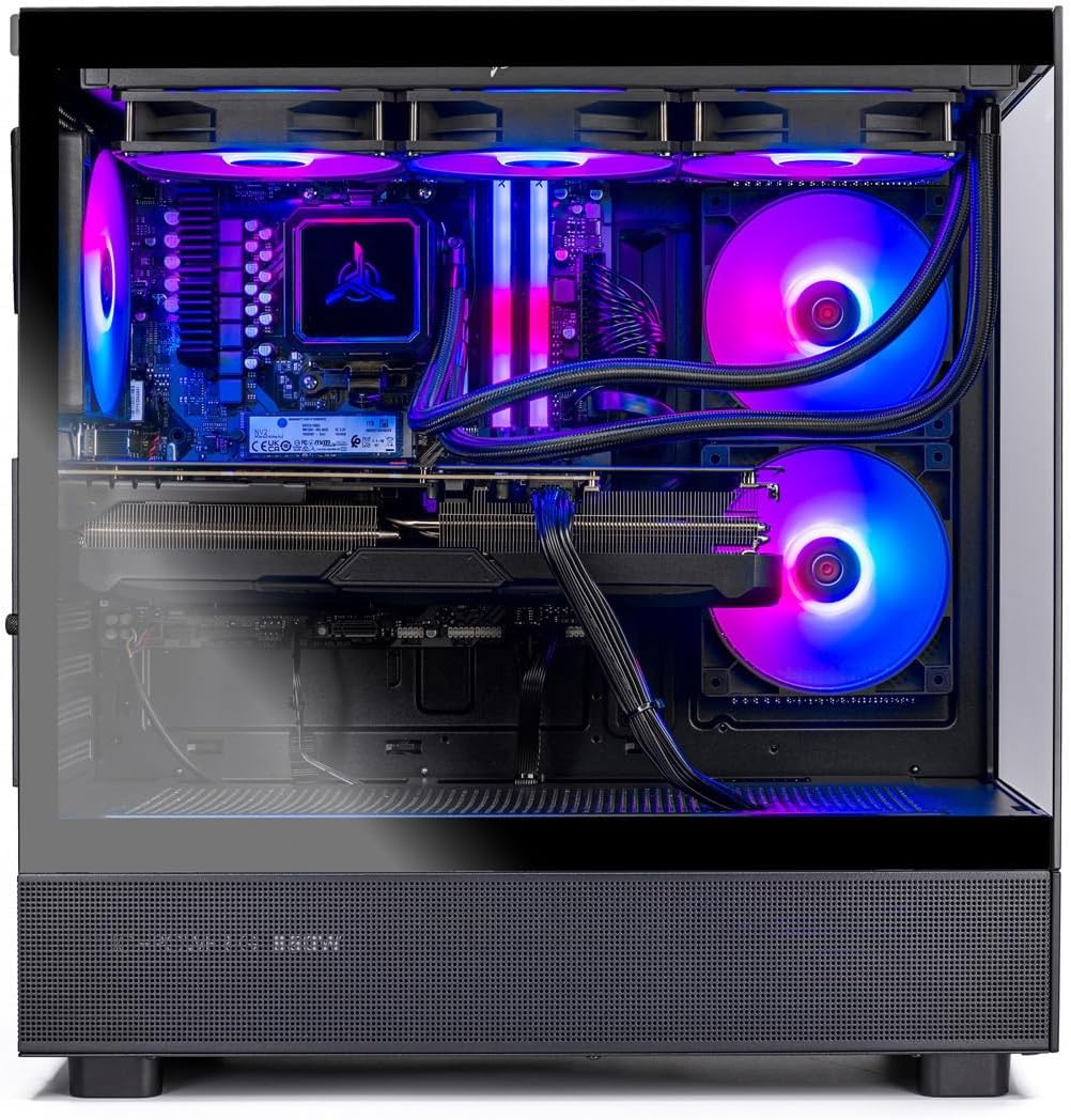 Skytech Gaming Azure 3 Desktop PC, Ryzen 7 9700X 3.8 GHz (5.5GHz Turbo), NVIDIA RTX 5060 Ti 16GB, 1TB NVMe SSD, 32GB DDR5 RAM 5200 RGB, 850W Gold ATX 3 PSU, 360mm ARGB AIO, Wi-Fi, Win 11