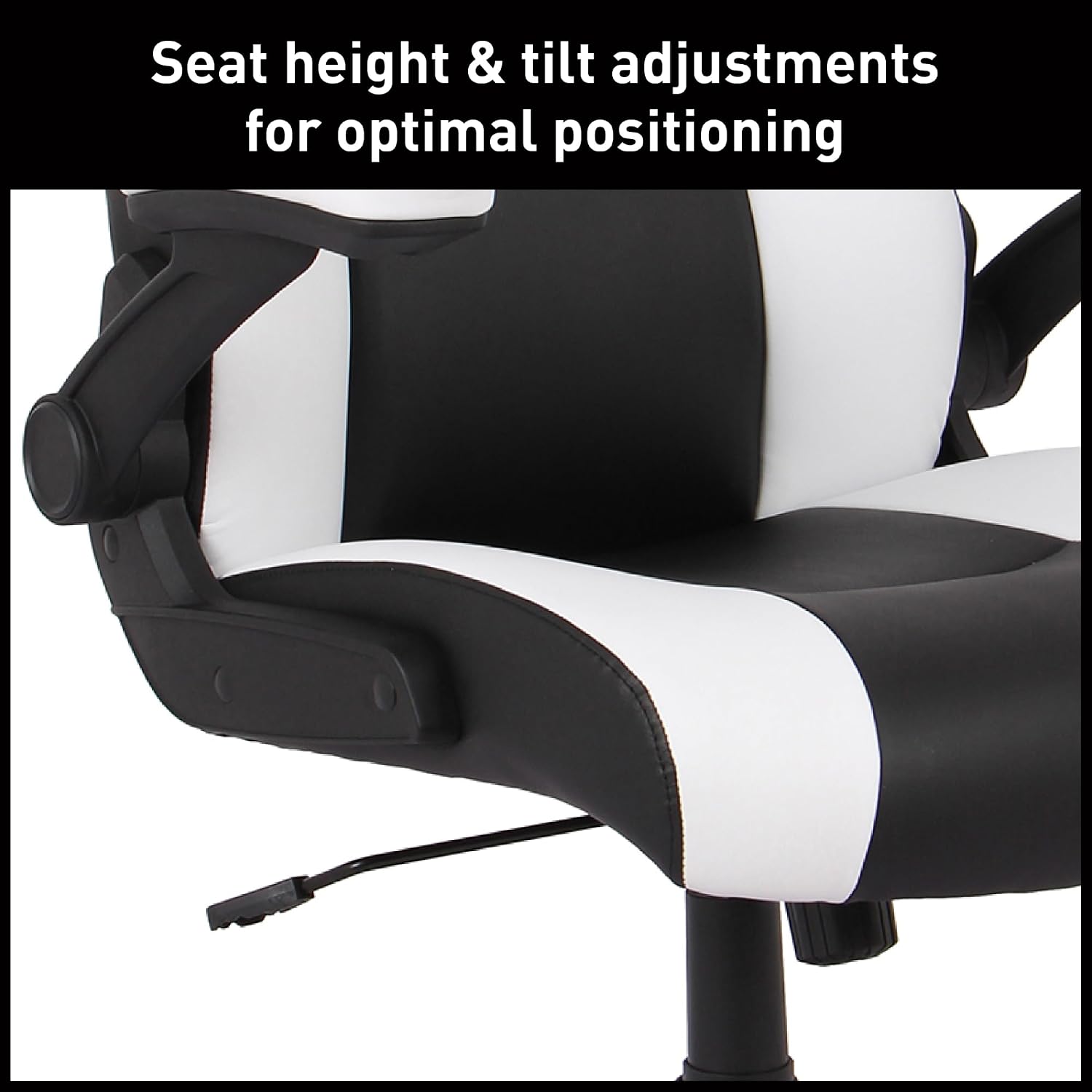 Realspace RS Gaming™ RGX Faux Leather High-Back Gaming Office Chair, Black/White, BIFMA Compliant
