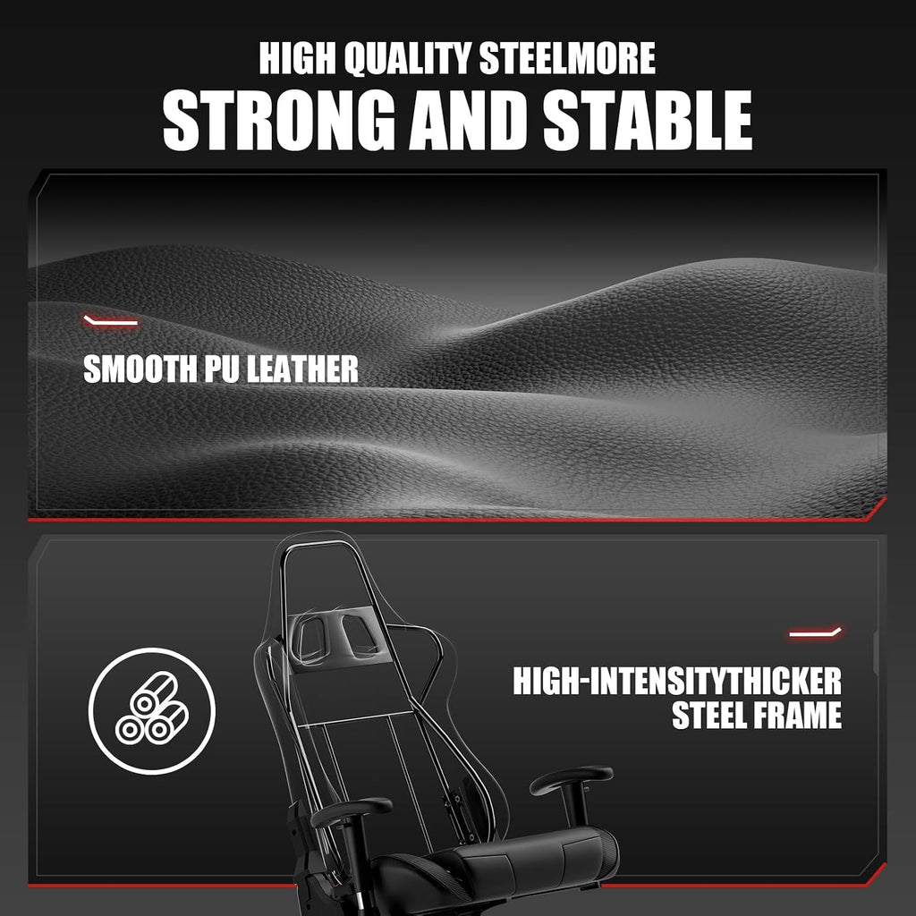 GTRACING Gaming Chair Racing Office Computer Ergonomic Video Game Chair Backrest and Seat Height Adjustable Swivel Recliner with Headrest and Lumbar Pillow Esports Chair (Dark Black)