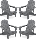 SERWALL Foldable Adirondack Chair Set of 4 for Patio Garden Outdoors Fire Pit-Gray