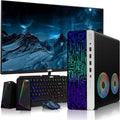 TechMagnet HP G4 Desktop Computer PC, AMD Pro A10-9700 R7,8GB RAM,256GB SSD, 24 Inch Monitor, RGB Speaker, RGB Keyboard with AI-Enabled Copilot Key, Mouse, 2X ARGB Fan WiFi, Windows 11 Pro (Renewed)
