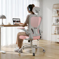 Office Chair Ergonomic Desk Chair, 330LBS Capacity, High Back Computer Design for Long Hours Comfort, Rolling Swivel Executive Task for Home Office with Flip-up Armrests, Grey Pink