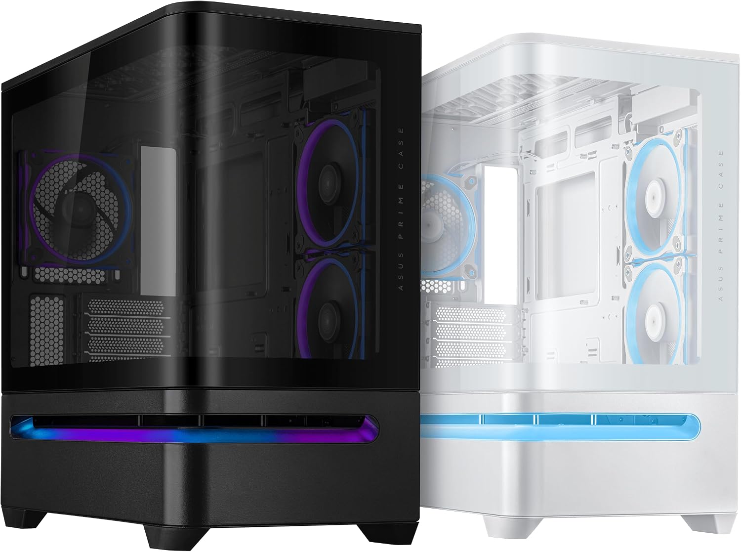 ASUS Prime AP202 ARGB Black mATX pc case with Fully Tempered Curved Glass, Supports Graphics Cards up to 420mm Long, 360mm Long radiators, Easy-Detach Rail, Patented Slot Vent, 3 Built-in ARGB Fans