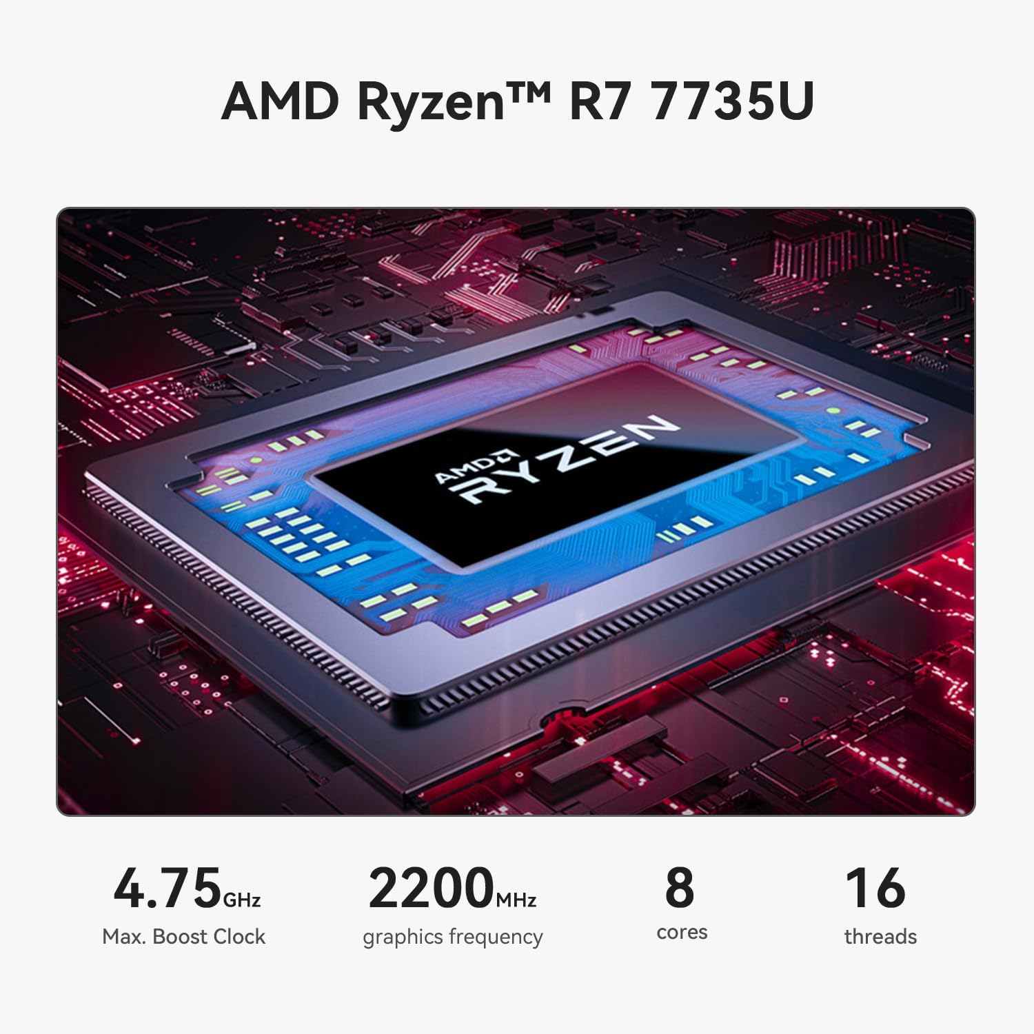 Beelink SER5 MAX Mini PC, AMD Ryzen 7 7735U(6nm, 8C/16T) up to 4.75GHz, Mini Computer 16GB LPDDR5 RAM 500GB NVME SSD, Micro PC 4K@60Hz Triple Display, Mini Gaming Computer WiFi6/BT5.2/HTPC/W-11 Pro