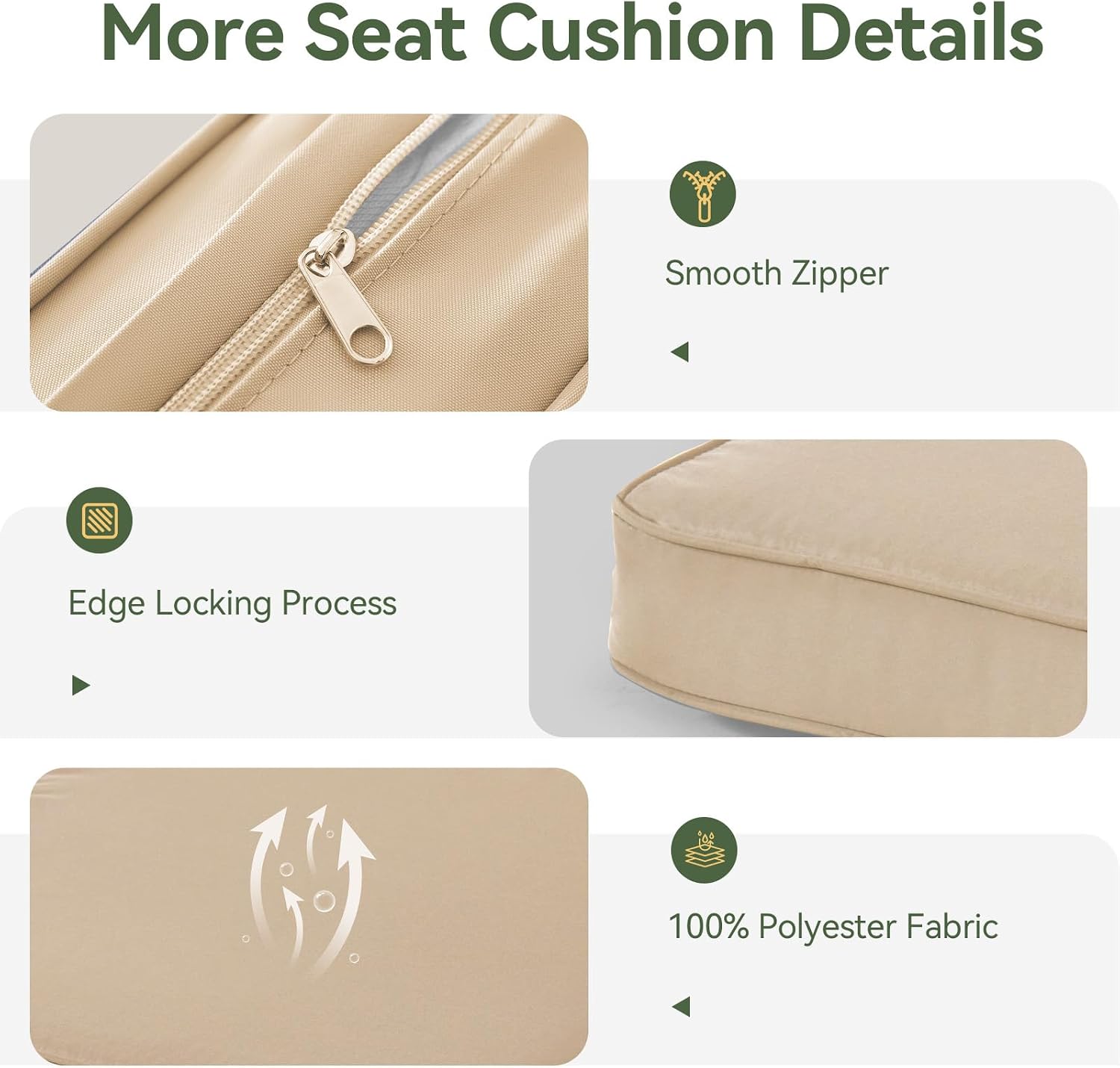 Aoxun Replacement Cushions for Outdoor Furniture, 9-Piece Outdoor Cushions for Patio Furniture, Deep Seat, Splash-Proof & Fade Resistant Couch Cushion for 4-Seat Patio Conversation Sets, Beige