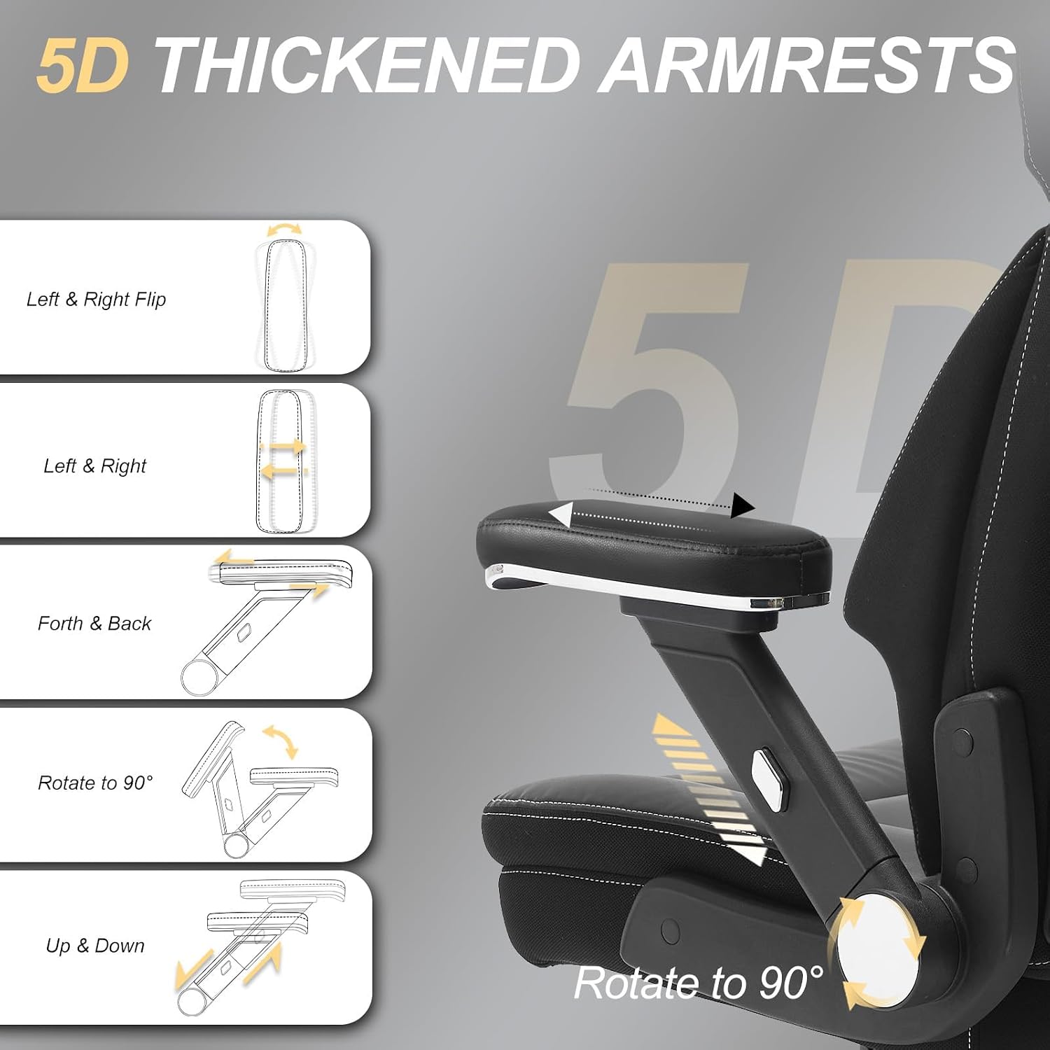 Big and Tall Office Chair, 650lbs Capacity Wide Office Chair for Heavy People, Ergonomic High Back Office Chair with Upgraded Quiet Rubber Wheel, 5D Flip Arms