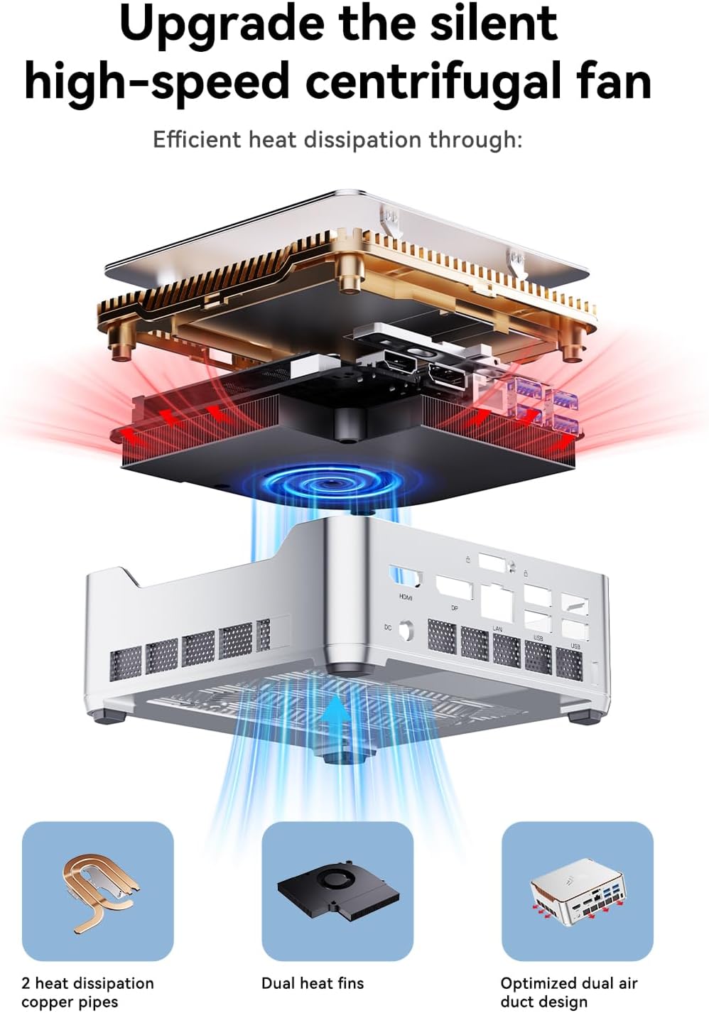 KAMRUI Hyper H2 Mini PC, Intel Core i7 14650HX Mini Computers (16C/24T, up to 5.2GHz), 32GB RAM 1TB PCle4.0 SSD Micro Desktop PC, Triple 4K Display, USB Type-C, WiFi6, BT5.2, Business Office