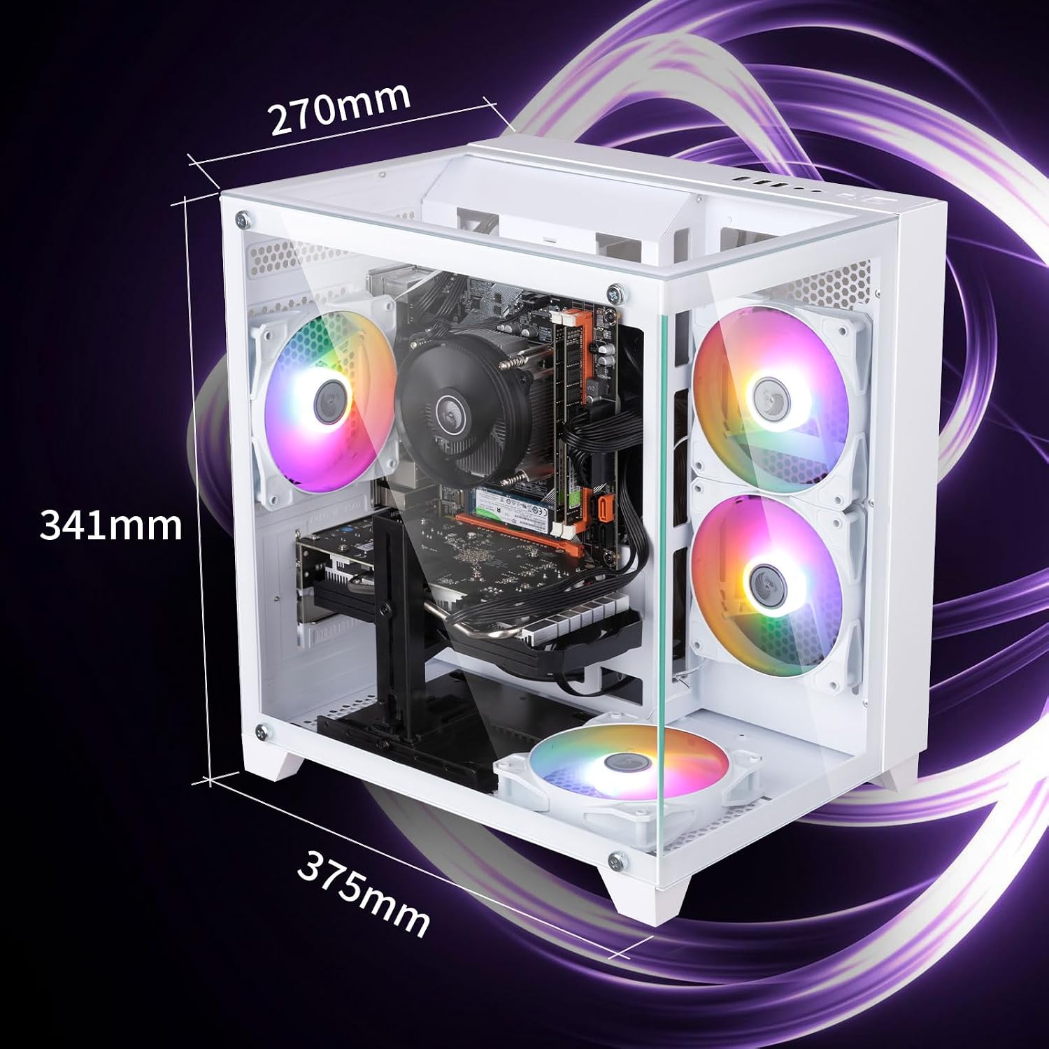 Prebuilt Gaming PC Desktop Computer,Intel Core i7 Desktop,Operating at A Frequency of 3.4-3.9 GHz,RX590 Graphics Card with 8GB GDDR5 Video Memory,16GB RAM, 512GB SSD,WiFi 5.0,RGB Fan x4