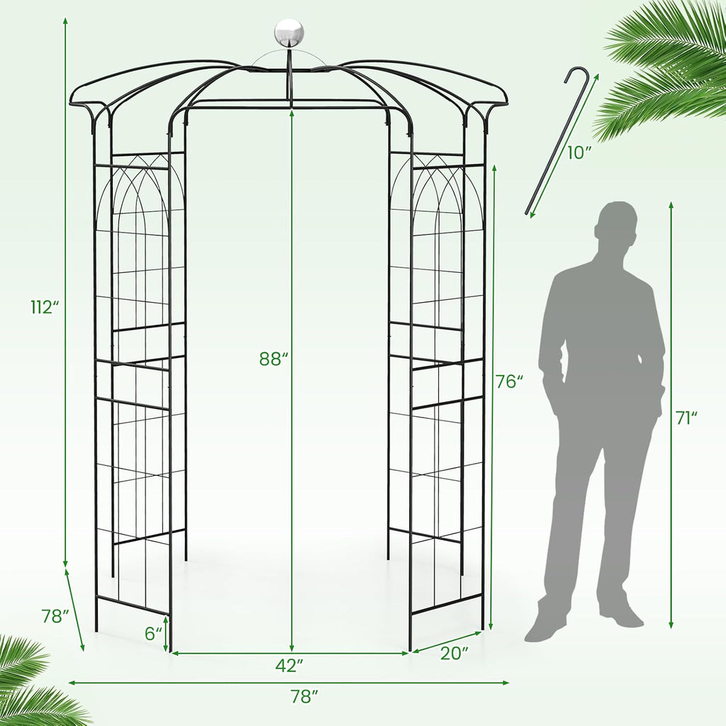 Happygrill Birdcage Shape Garden Arbor, 112' Tall Heavy Duty Gazebo with for Climbing Plants, Outdoor Arch Pergola Pavilion for Wedding Party Ceremony Decoration